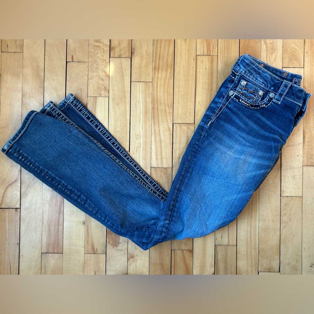 Miss Me Jeans Signature Bootcut Blue Embroidered Distressed  Y2K Size 27
